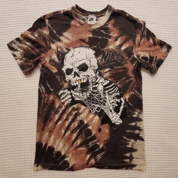 Nike Sportswear Black / Brown Tie Dye Skull Shirt Adult Men’s Size S DR9… - Picture 2 of 12